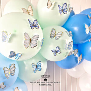 48'li Mavi Tema Kelebek Doğum Günü Süsü