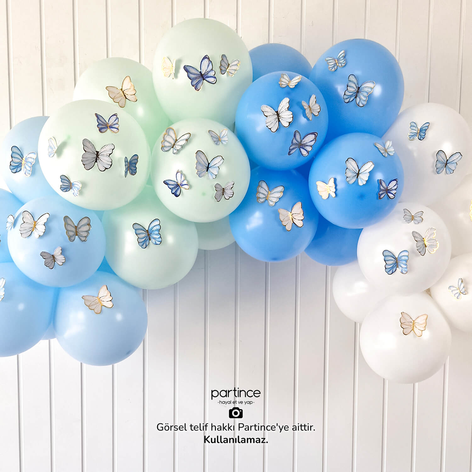 doğum günü süsleri mavi tema kelebek süsler erkek çocuk süs partince 48'li Mavi Tema Kelebek Doğum Günü Süsü - Görsel 5