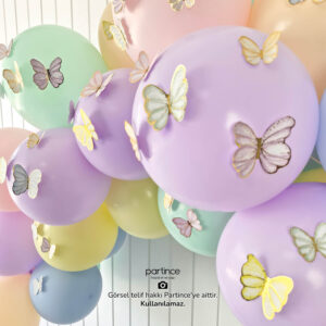 48'li Makaron Pale Kelebek Doğum Günü Süsü