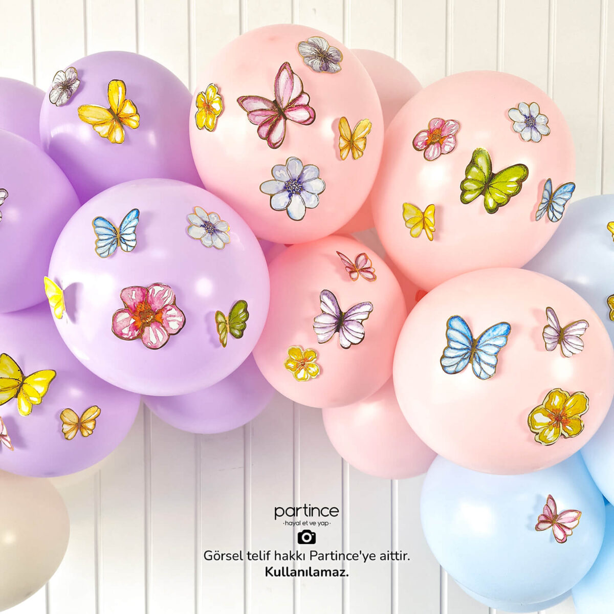 50'li Pastel Kelebek Çiçek Süsleyiciler - Görsel 8