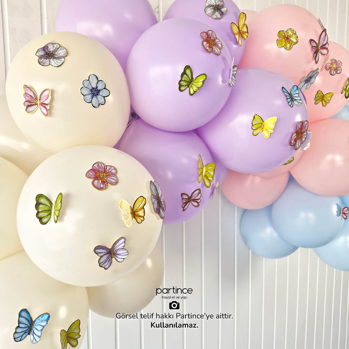 50'li Pastel Kelebek Çiçek Süsleyiciler - Görsel 4