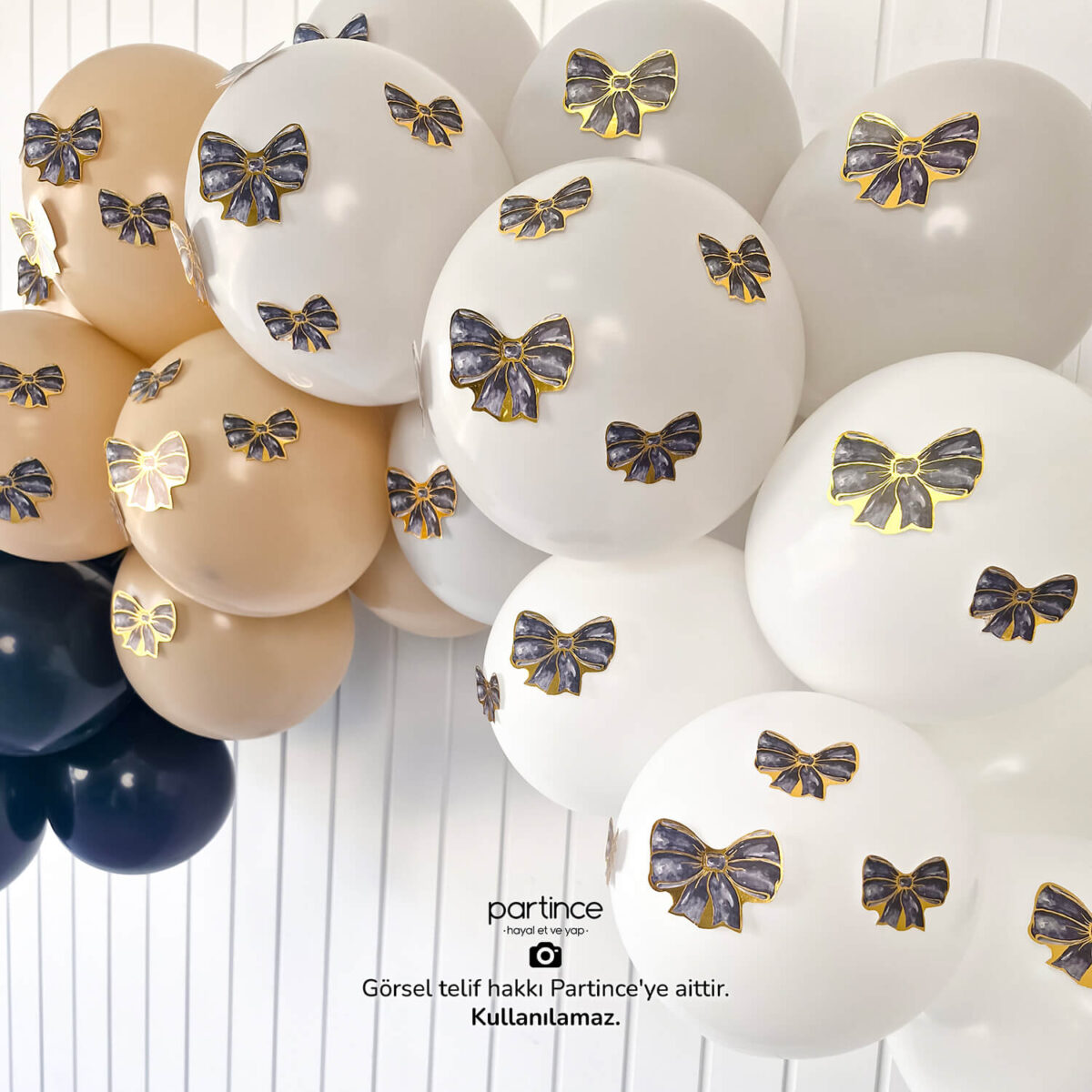 48'li Siyah Fiyonk Süs Doğum Günü Süsleme Dekoru