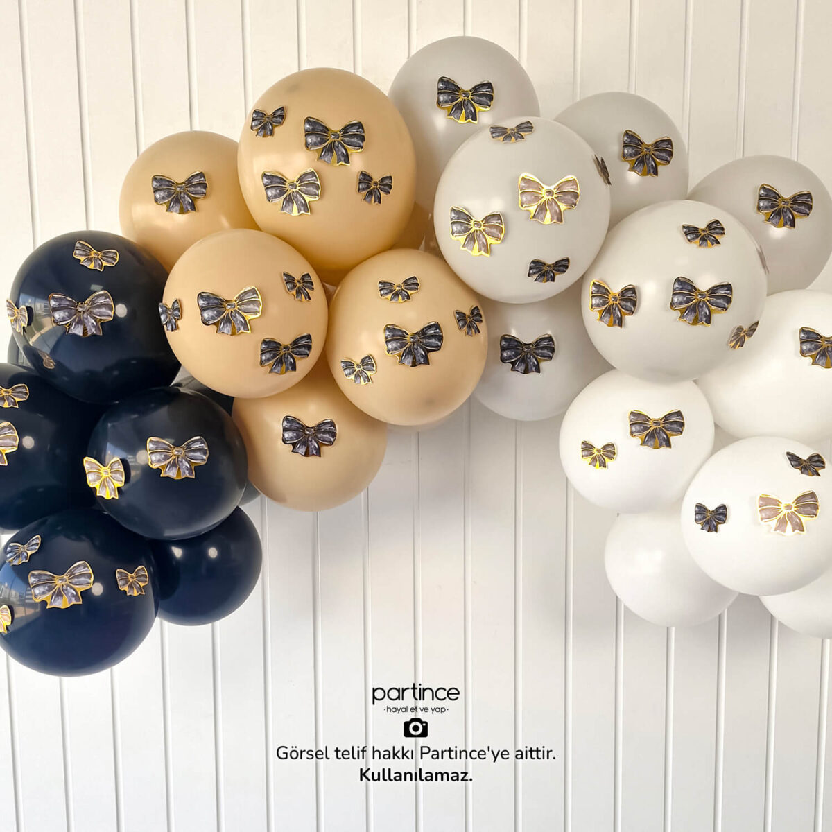 48'li Siyah Fiyonk Süs Doğum Günü Süsleme Dekoru - Görsel 8