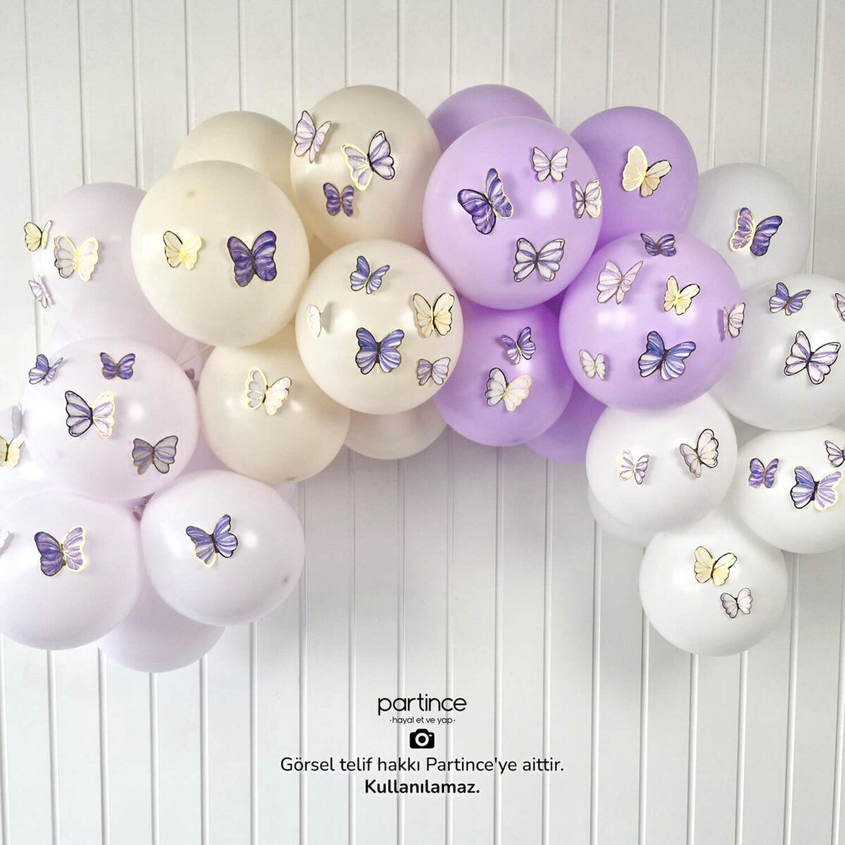 48'li Lila Tema Kelebek Doğum Günü Süsü - Görsel 6