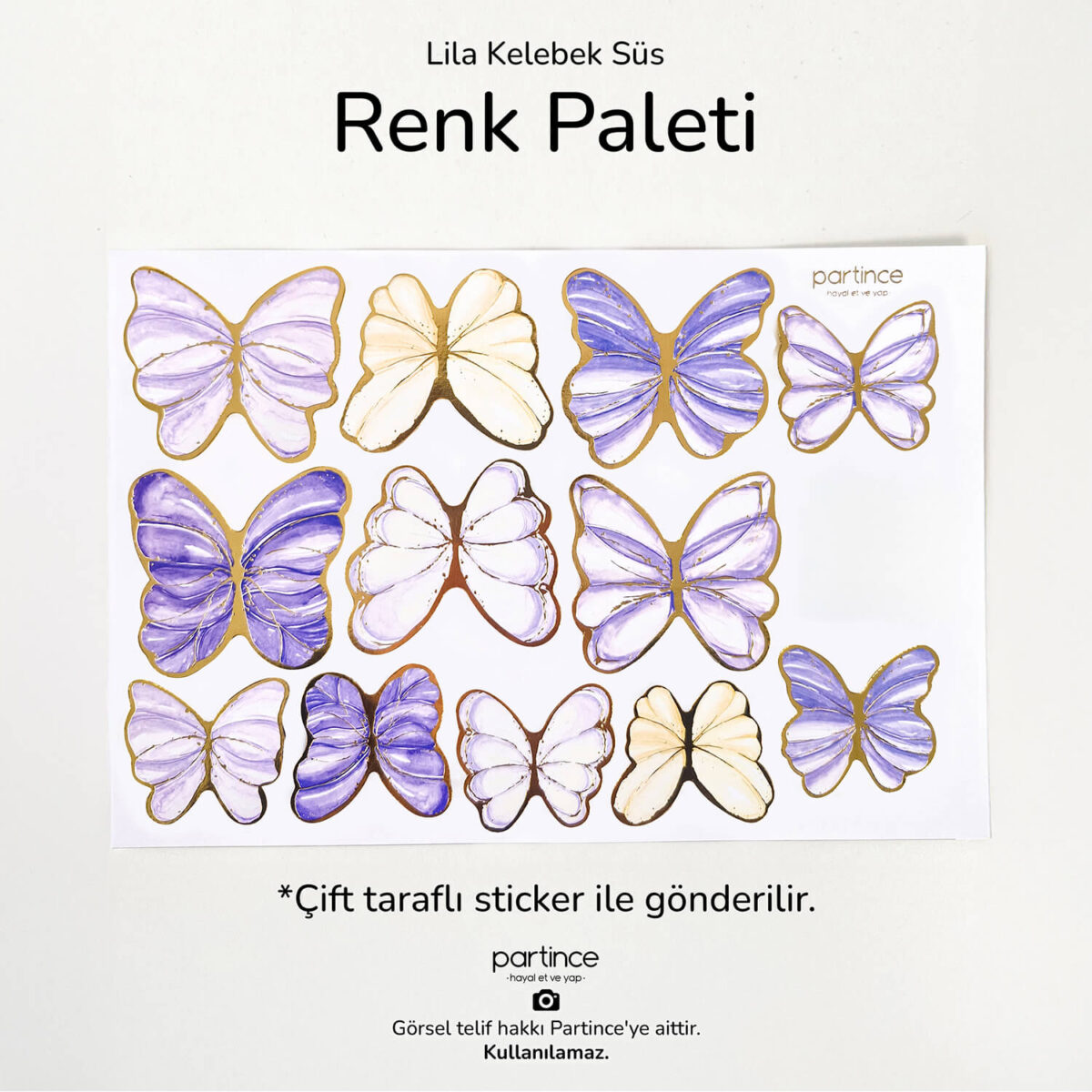 48'li Lila Tema Kelebek Doğum Günü Süsü - Görsel 3