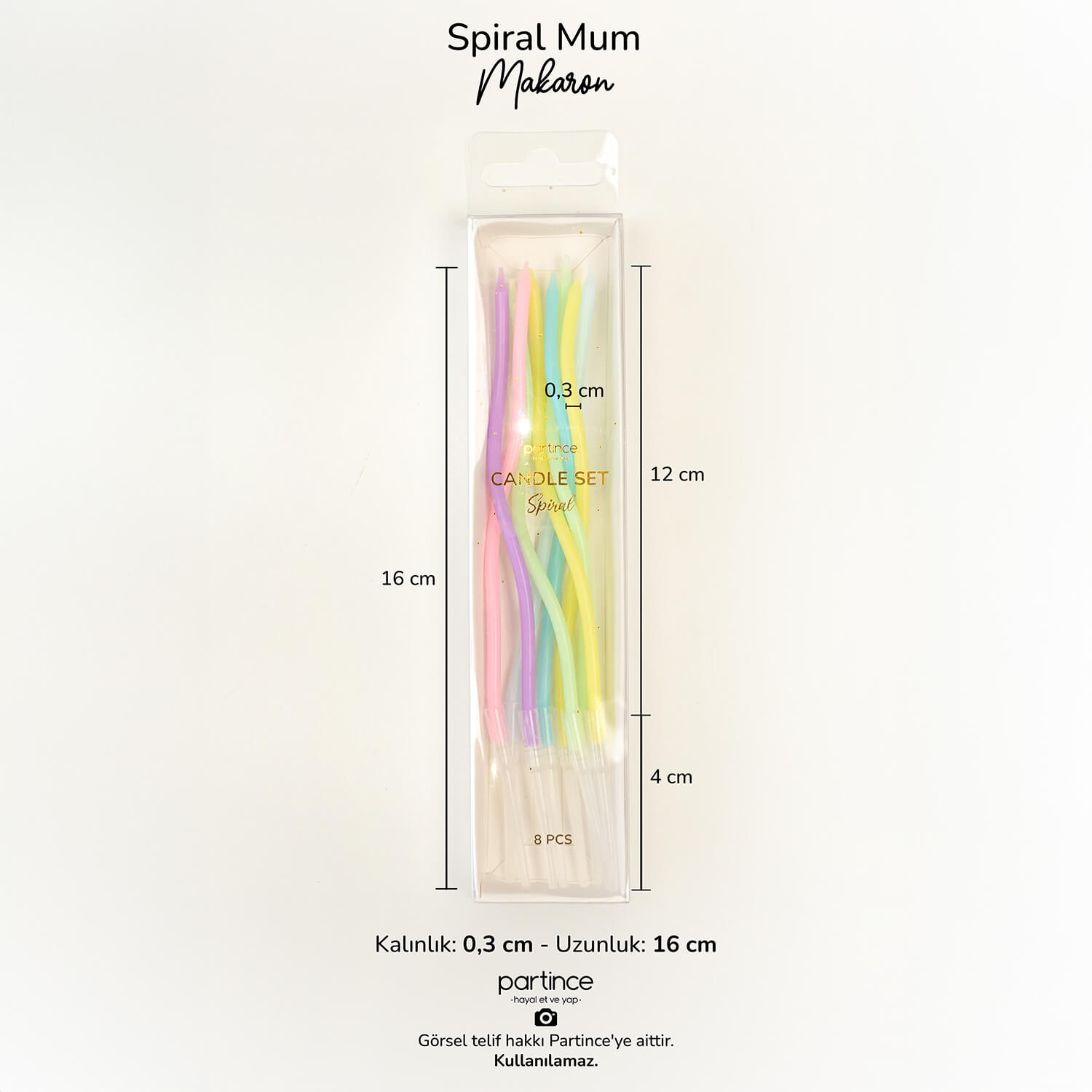 Doğum Günü Pastası İçin Trend Mum Modelleri Spiral Makaron Pasta Mumu Partince Makaron Renk Spiral Pasta Mumu 8’li - Görsel 1