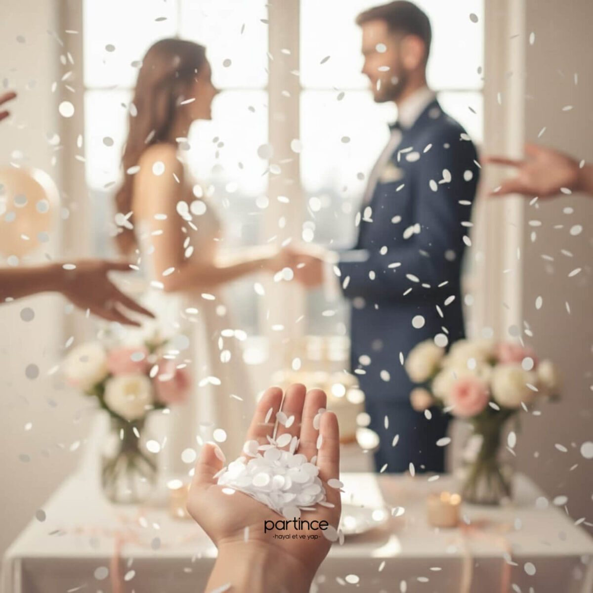 1,5 cm Beyaz Kağıt Konfeti - Görsel 4