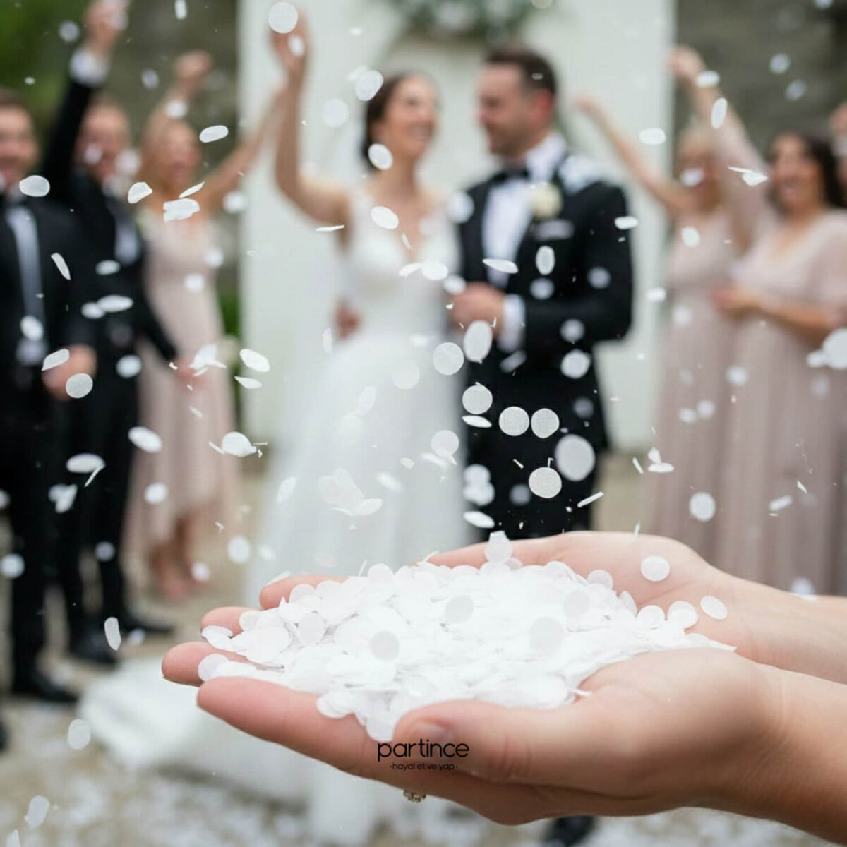 1,5 cm Beyaz Kağıt Konfeti - Görsel 3