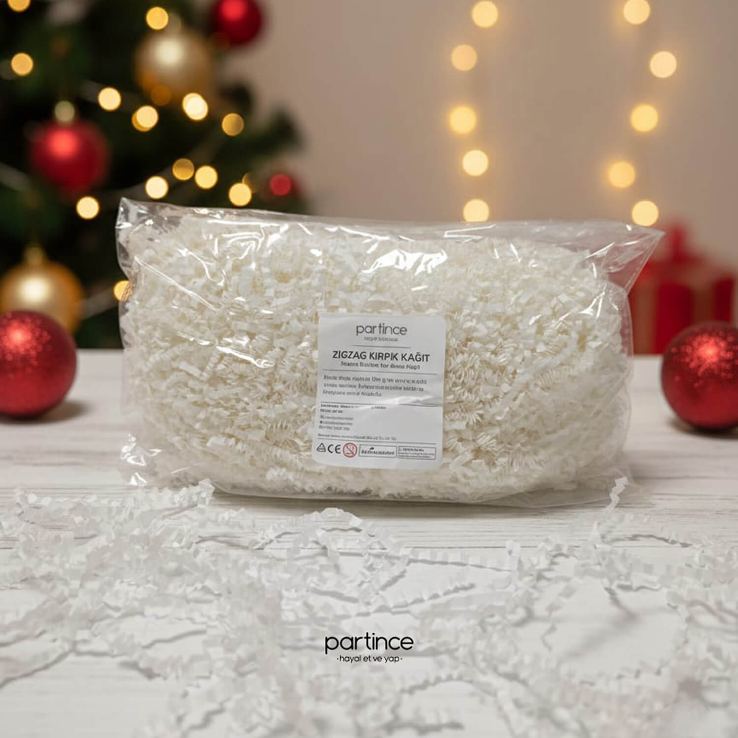 Beyaz Zigzag Kırpık Kağıt Hediye Paketleme Kutu İçi Dolgu Kağıtları 100 gr Partince Zigzag Kırpık Kağıt Hediye Paketi Dolgu Kağıdı Beyaz 100 gr - Görsel 2