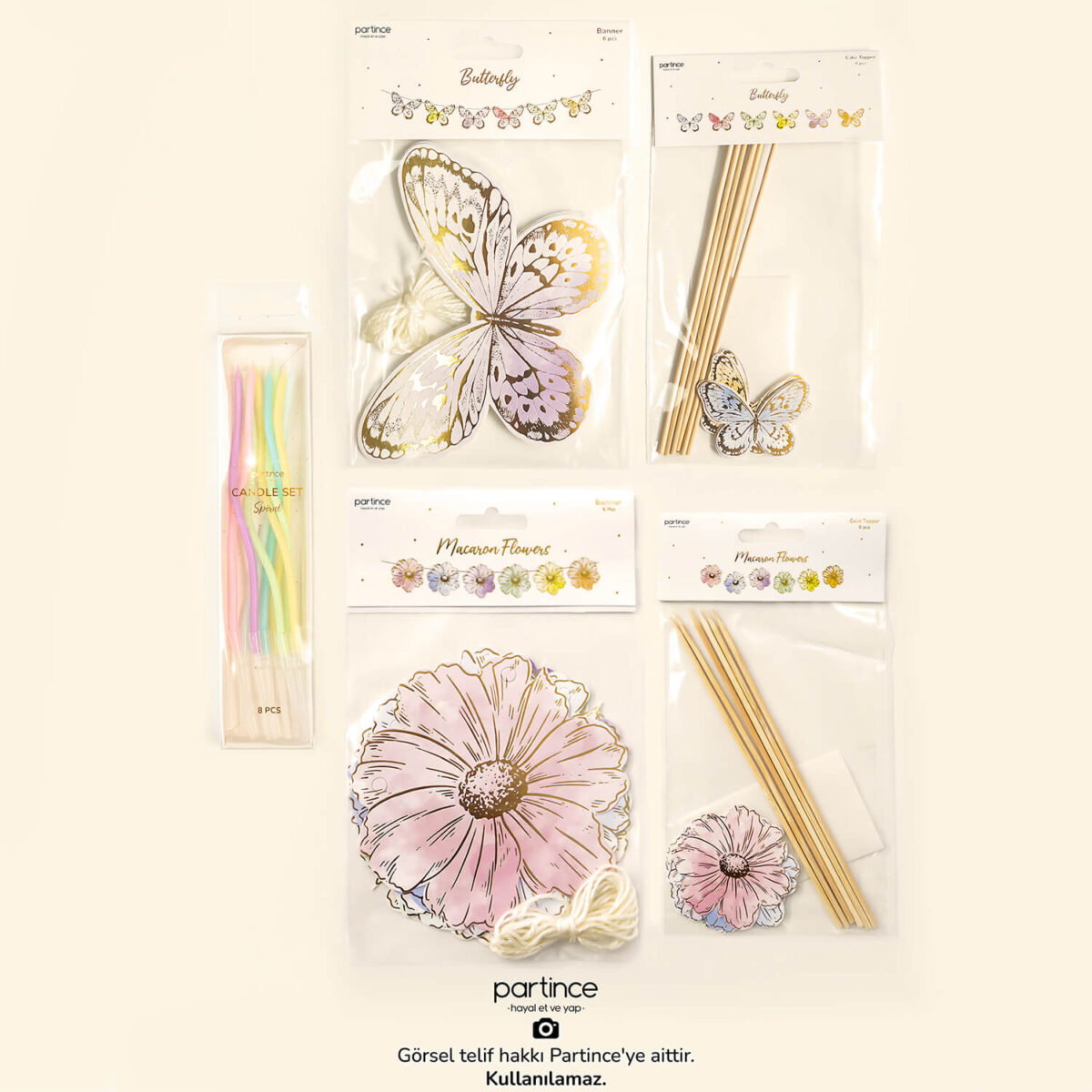 Kelebek Çiçek Konsept Doğum Günü Dekor Seti - Görsel 2