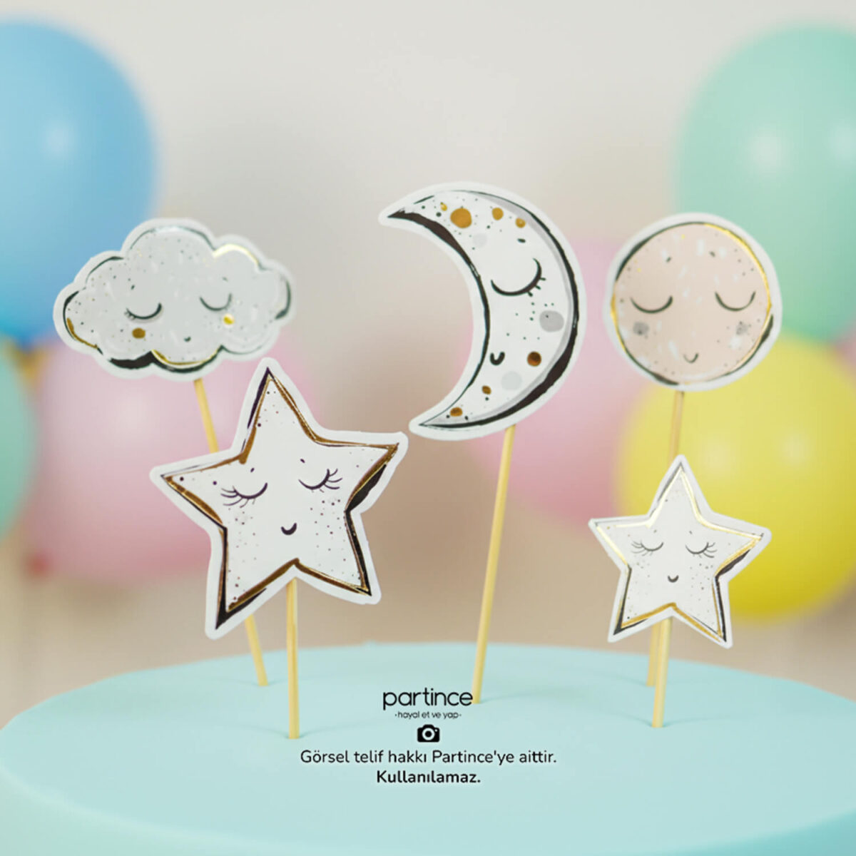 Sevimli Gökyüzü Cake Topper 5 Parça