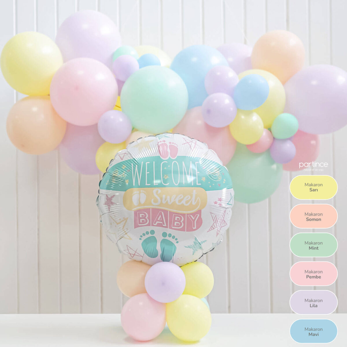 Welcome Sweet Baby Makaron Balonlar Hastane Odası Süsleme Kiti