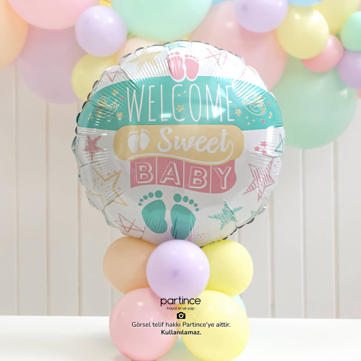 Welcome Sweet Baby Makaron Balonlar Hastane Odası Süsleme Kiti - Görsel 3