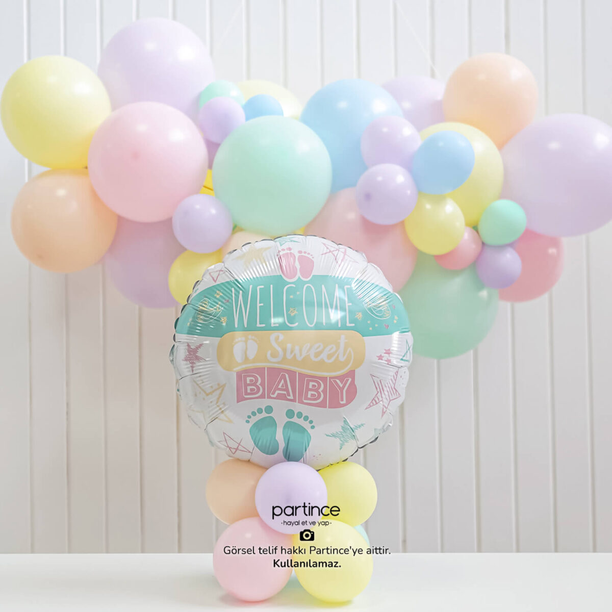 Welcome Sweet Baby Makaron Balonlar Hastane Odası Süsleme Kiti - Görsel 4