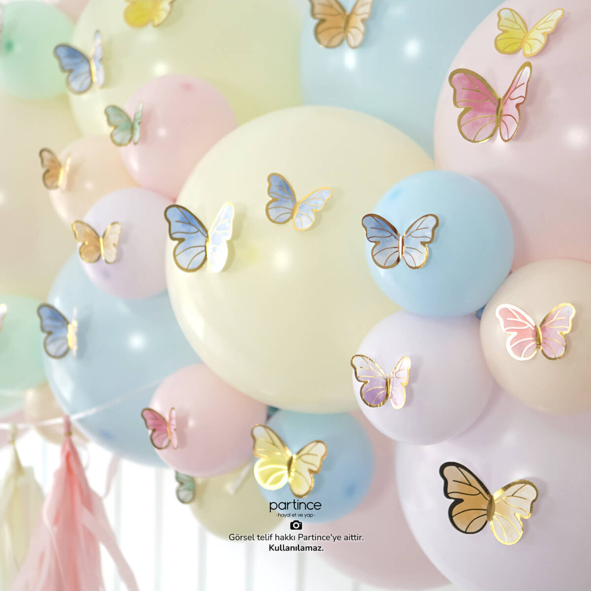 Makaron Pale Kelebek Doğum Günü Balon Zincir Seti - Görsel 4