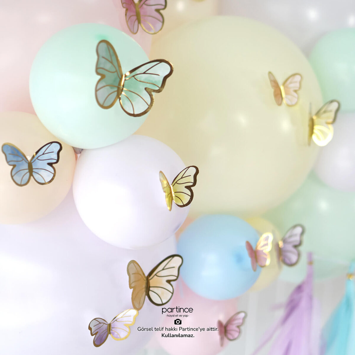 Makaron Pale Kelebek Doğum Günü Balon Zincir Seti - Görsel 6