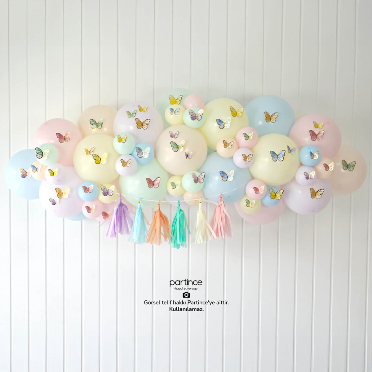 Makaron Pale Kelebek Doğum Günü Balon Zincir Seti - Görsel 3