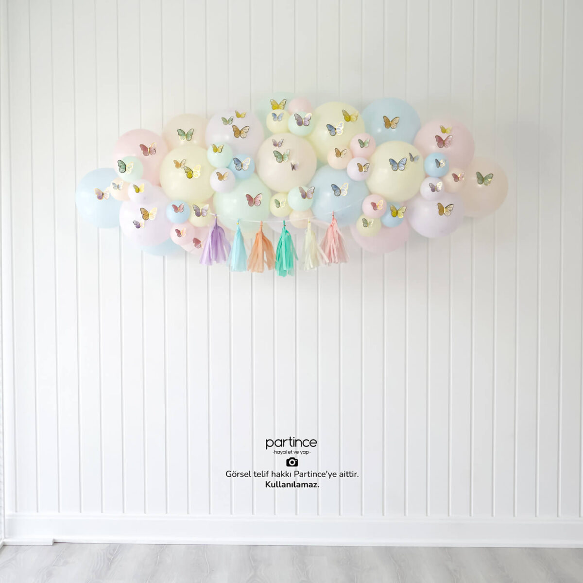 Makaron Pale Kelebek Doğum Günü Balon Zincir Seti - Görsel 8