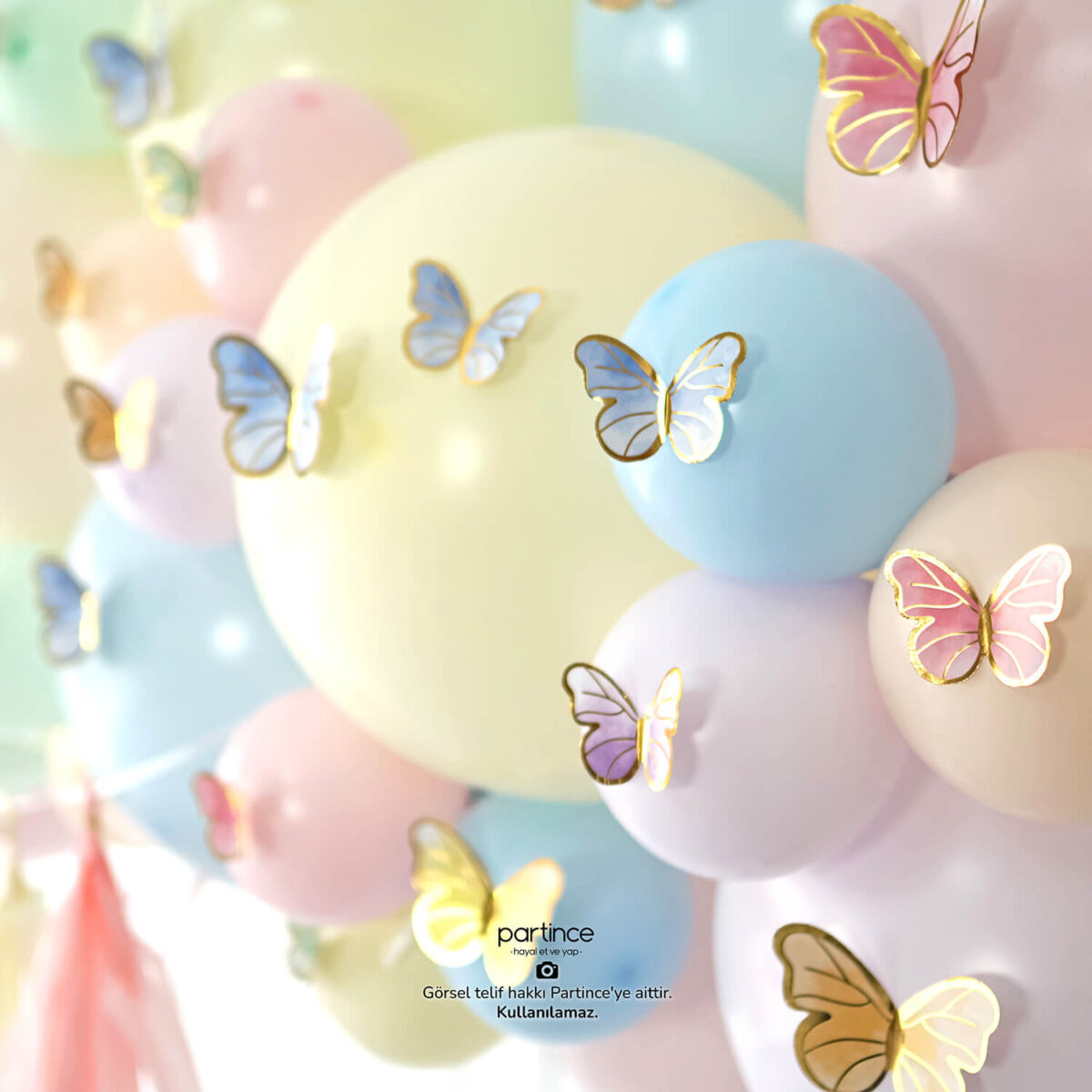 Makaron Pale Kelebek Doğum Günü Balon Zincir Seti - Görsel 7