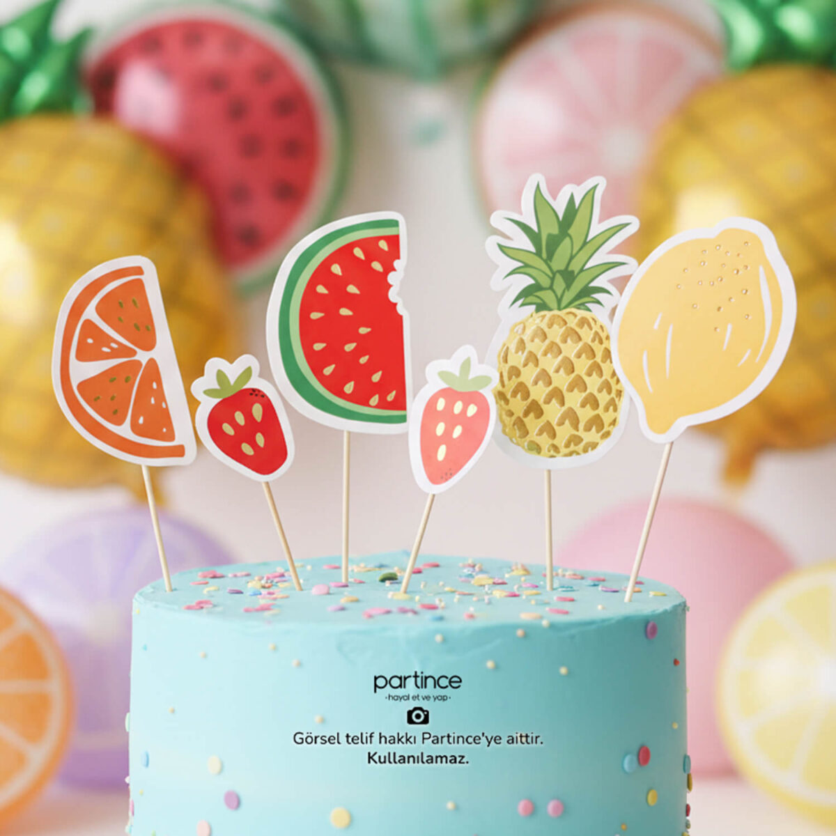 Meyve Tema Cake Topper 6 Parça Pasta Süsleyici