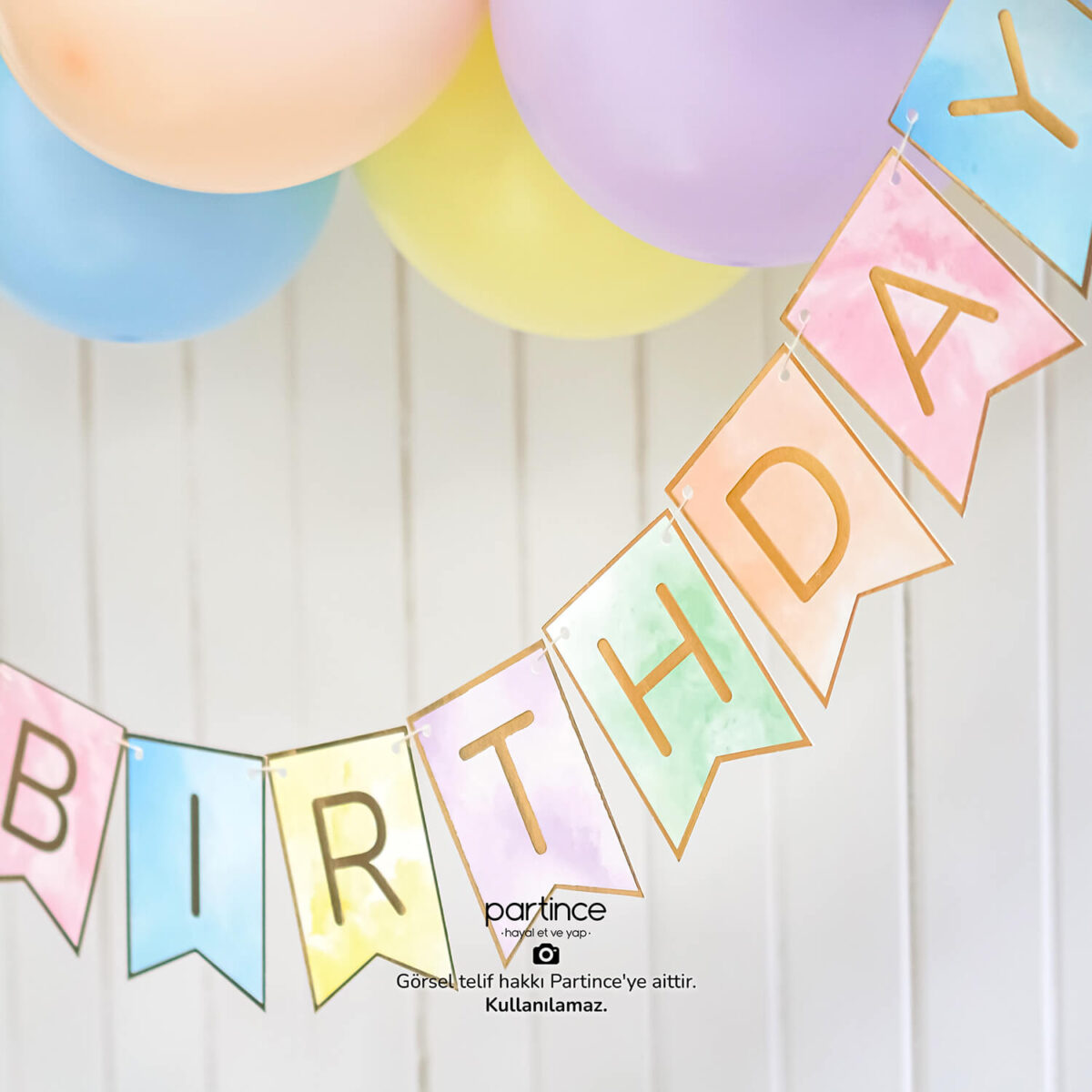 Makaron Happy Birthday Mini Balon Zincir Kiti - Görsel 4