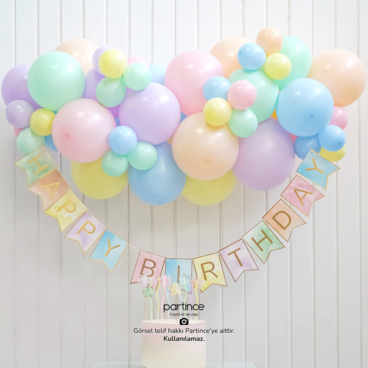 Makaron Happy Birthday Mini Balon Zincir Kiti - Görsel 6