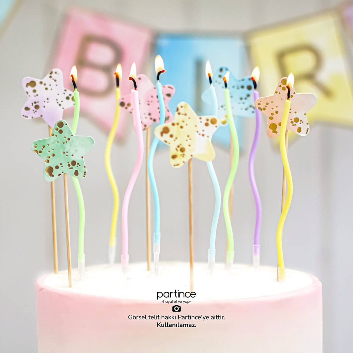 Makaron Happy Birthday Mini Balon Zincir Kiti - Görsel 3