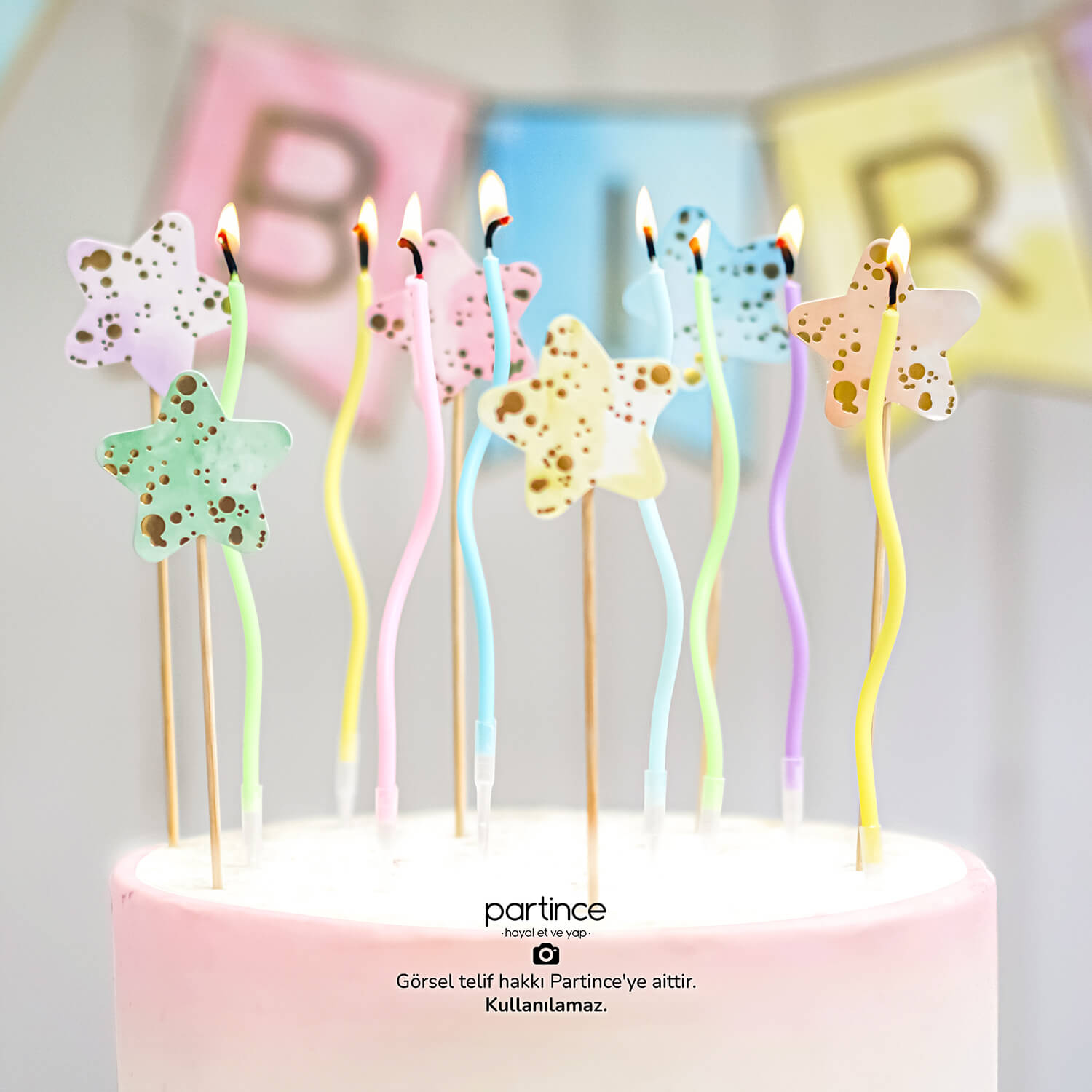 happy birthday doğum günü makaron balon seti doğum günü pastası pasta süsü partince Makaron Happy Birthday Mini Balon Zincir Kiti - Görsel 3