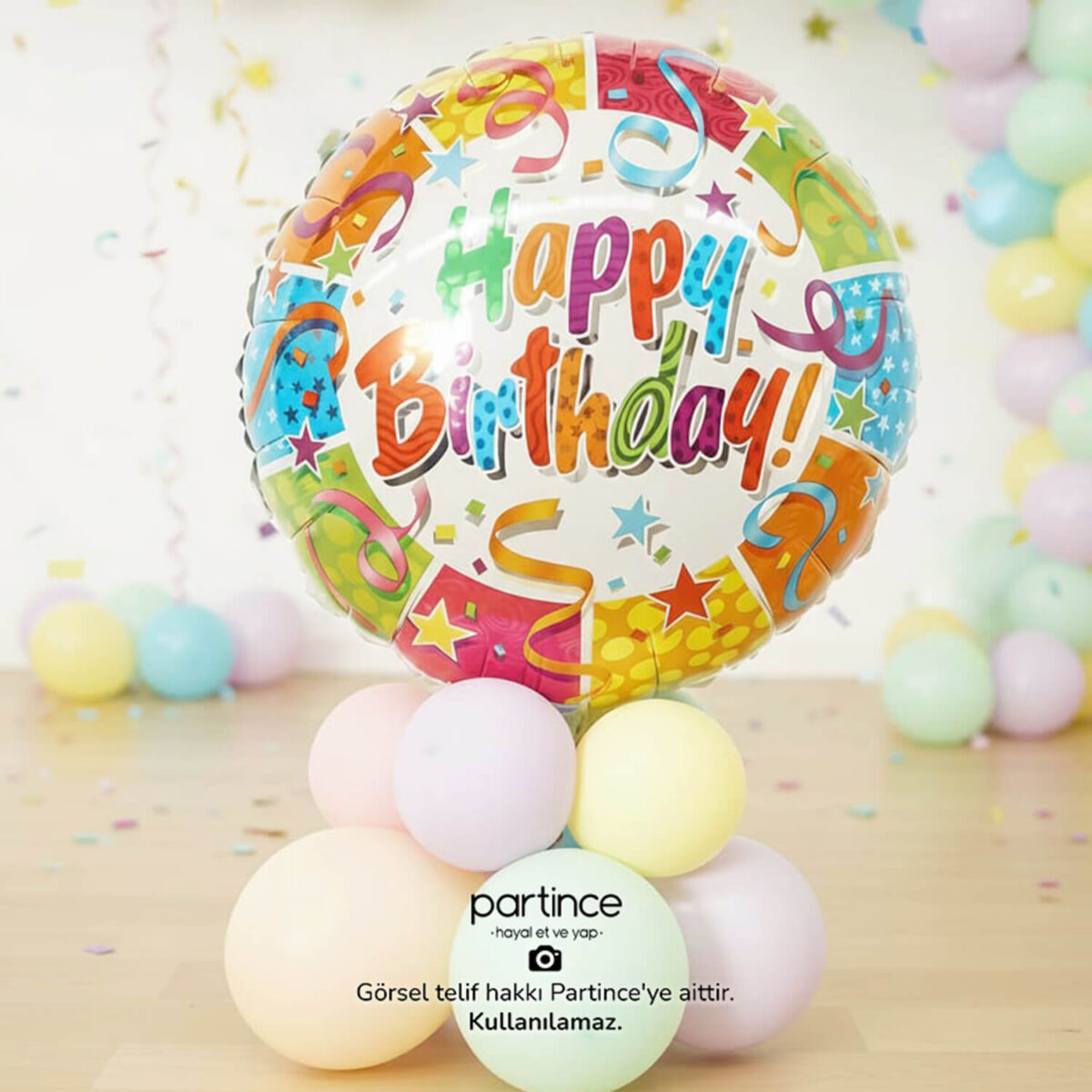 Happy Birthday Konfetili Folyo Balon - Görsel 2