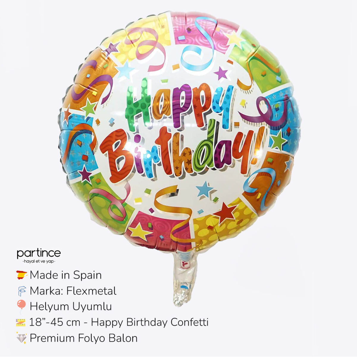 Happy Birthday Konfetili Folyo Balon