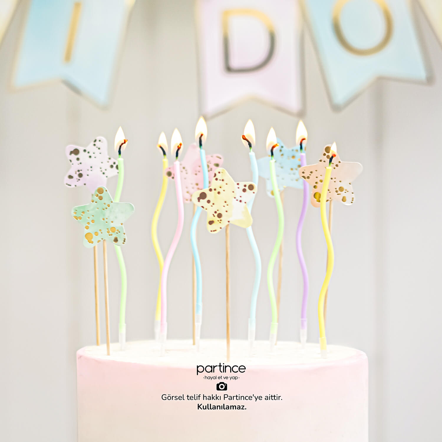 iyi ki doğdun makaron doğum günü süsleme balon seti spiral makaron mum pasta mumu pasta süsü cake topper partince İyi ki Doğdun Mini Balon Zincir Kiti - Görsel 3