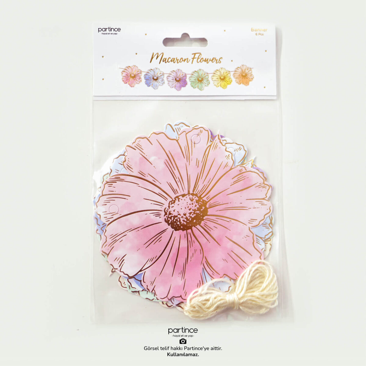 Makaron Çiçekler Banner 6 Parça
