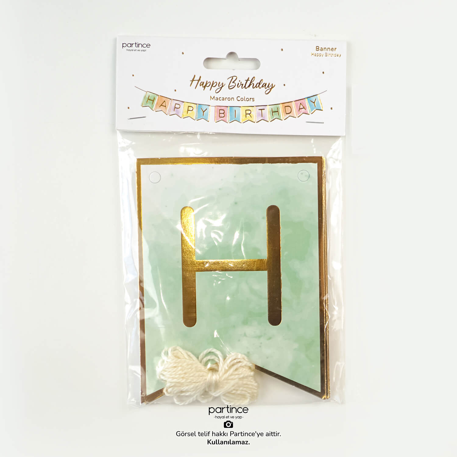 makaron happy birthday banner asma duvar doğum günü süsü partince Makaron Happy Birthday Banner - Görsel 1