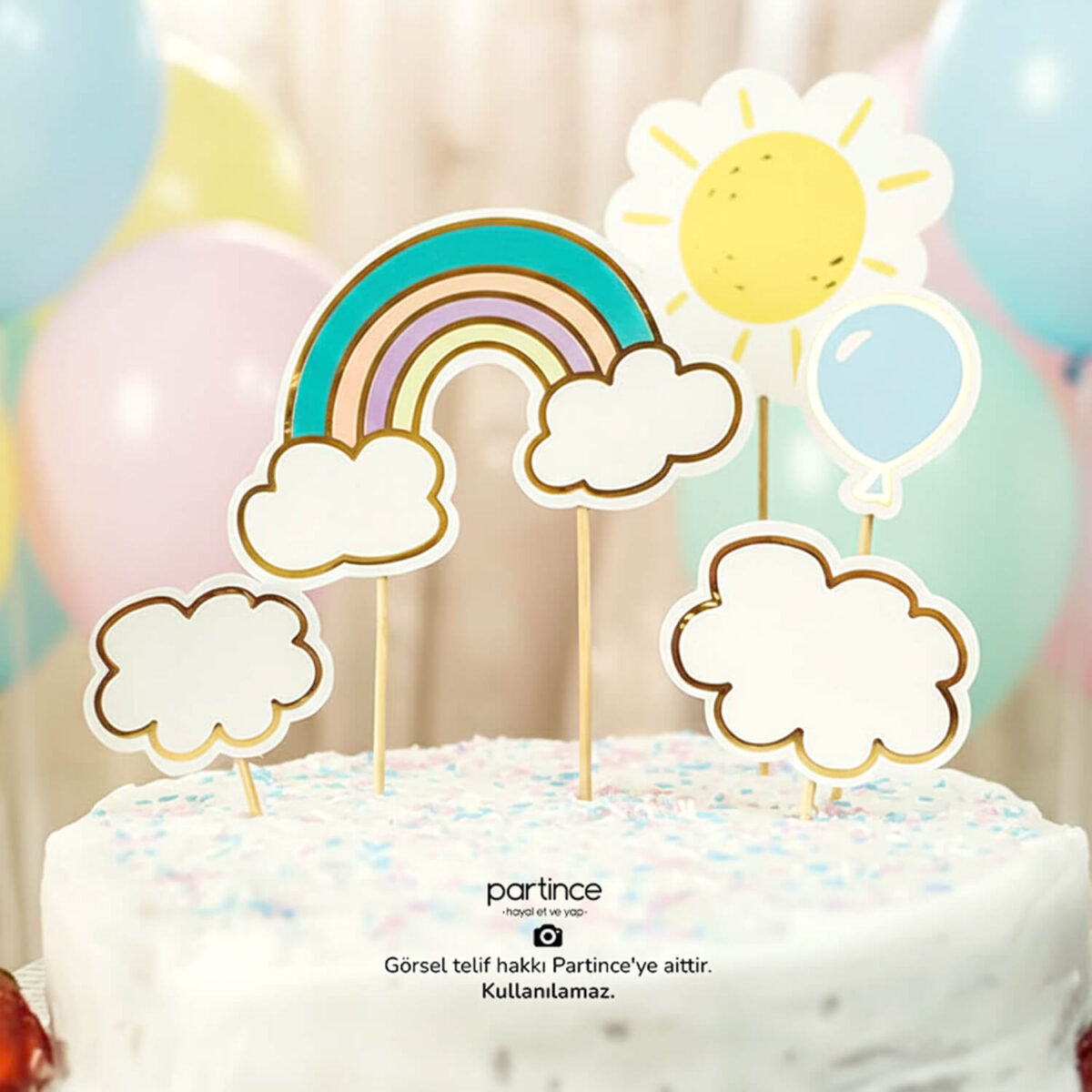 Gökkuşağı ve Güneş Cake Topper 6 Parça