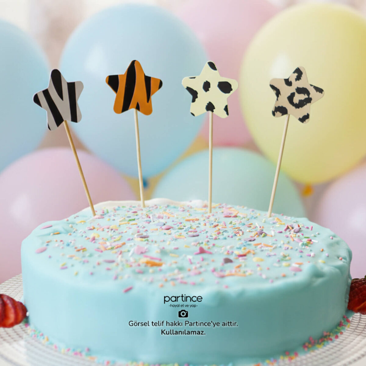 Yıldız Cake Topper Pasta Süsleyici Safari 8 Parça