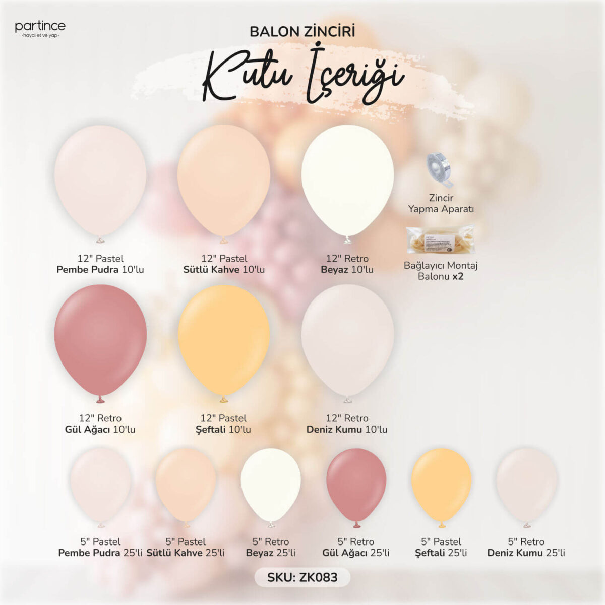 Boho Konsept Balon Zincir Kiti - Görsel 2