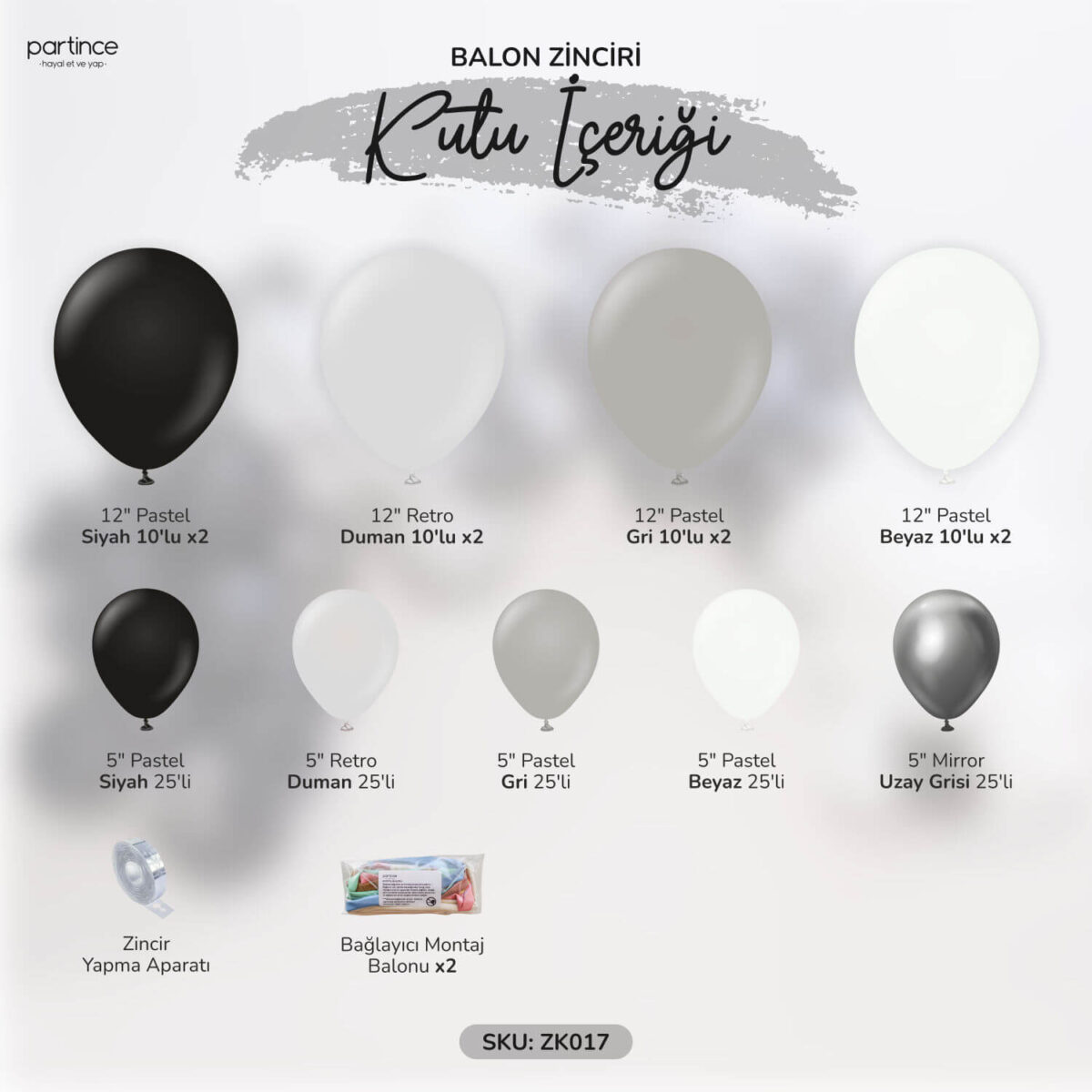 Siyah Beyaz Balon Zincir Kiti Geçiş Konsept - Görsel 2