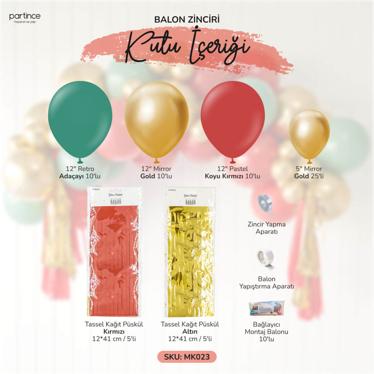 Yeni Yıl Balon Zincir Kiti - Görsel 2