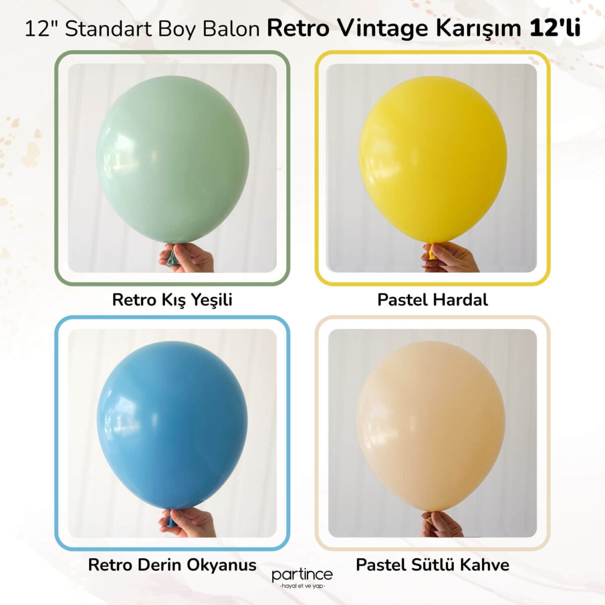 12" Standart Boy Vintage Retro Karışım 12'li