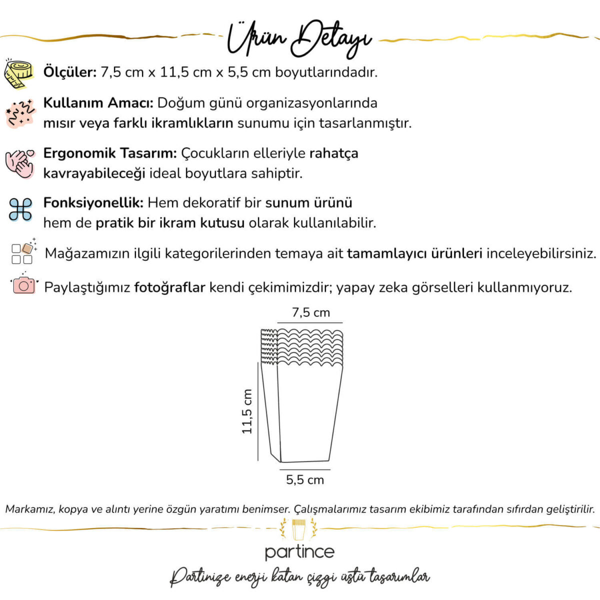 Teddy Bear Tema Popcorn Mısır Kutusu 8'li - Görsel 2
