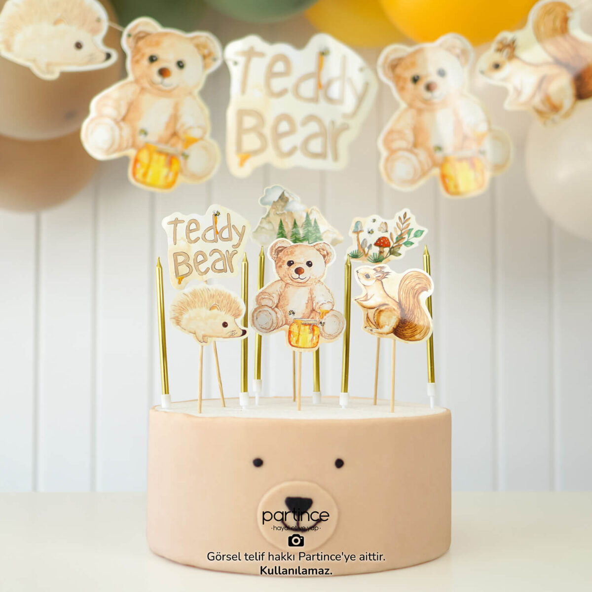 Teddy Bear Tema 3'lü Doğum Günü Parti Seti - Görsel 3