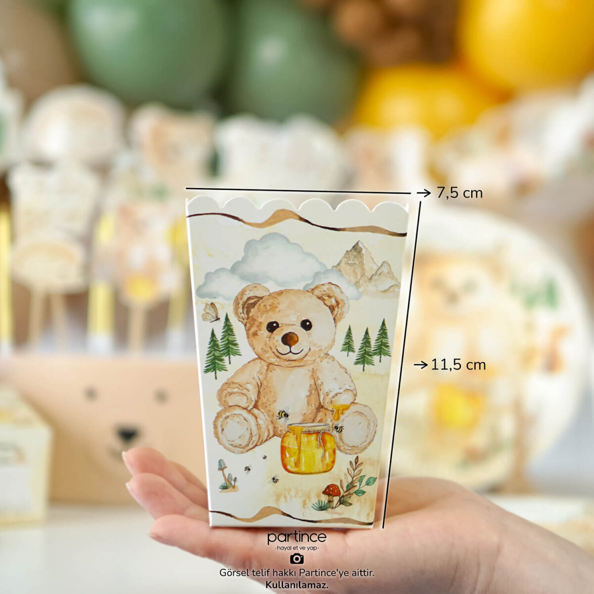 Teddy Bear Tema Popcorn Mısır Kutusu 8'li - Görsel 5