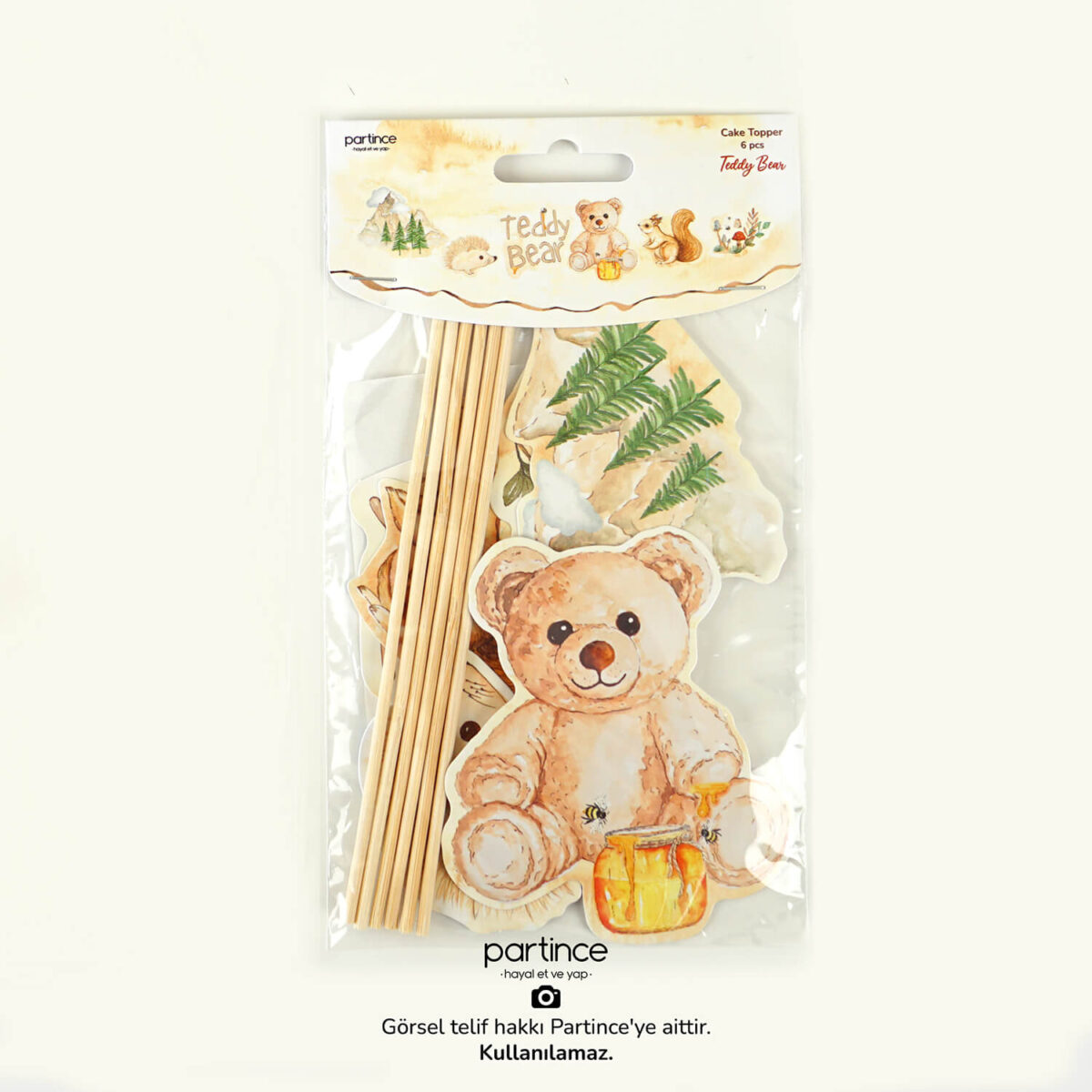 Teddy Bear Pasta Süsü 6 Parça Cake Topper Doğum Günü Süsü - Görsel 2