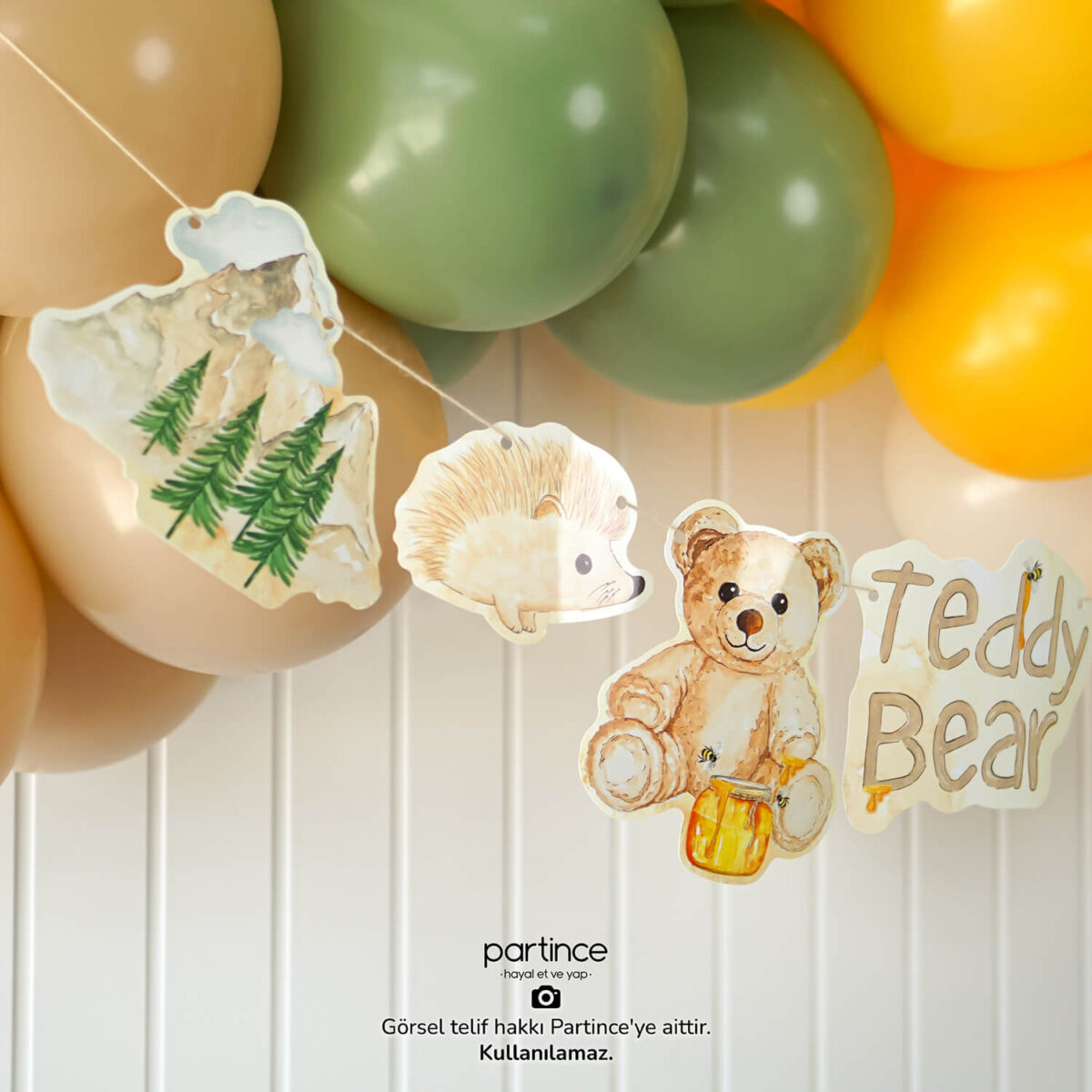 Teddy Bear Tema Banner Asma Süs 7 Parça - Görsel 2