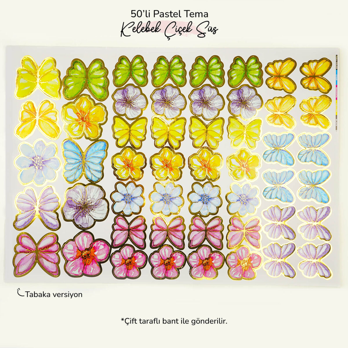 50'li Pastel Kelebek Çiçek Süsleyiciler - Görsel 4