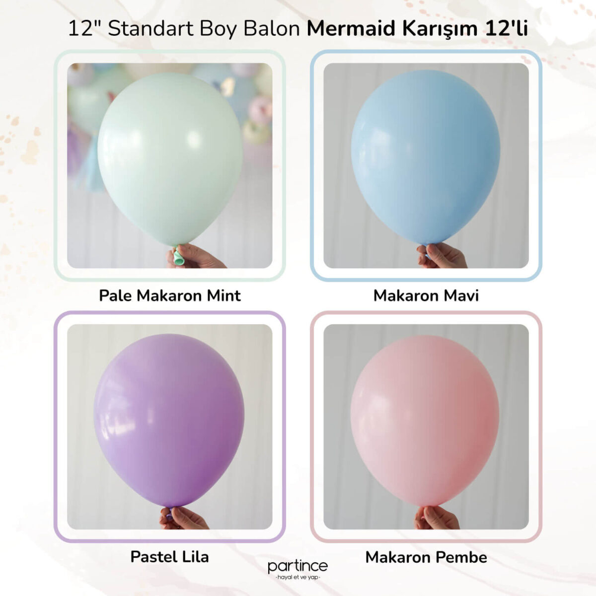 12" Standart Boy Mermaid Karışım 12'li - Görsel 2