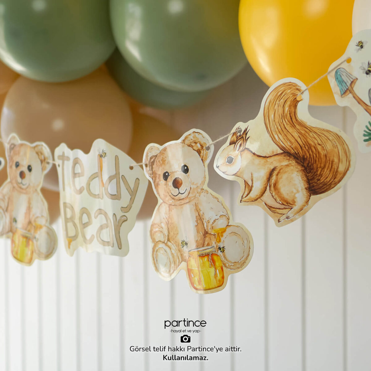 Teddy Bear Tema Banner Asma Süs 7 Parça - Görsel 4