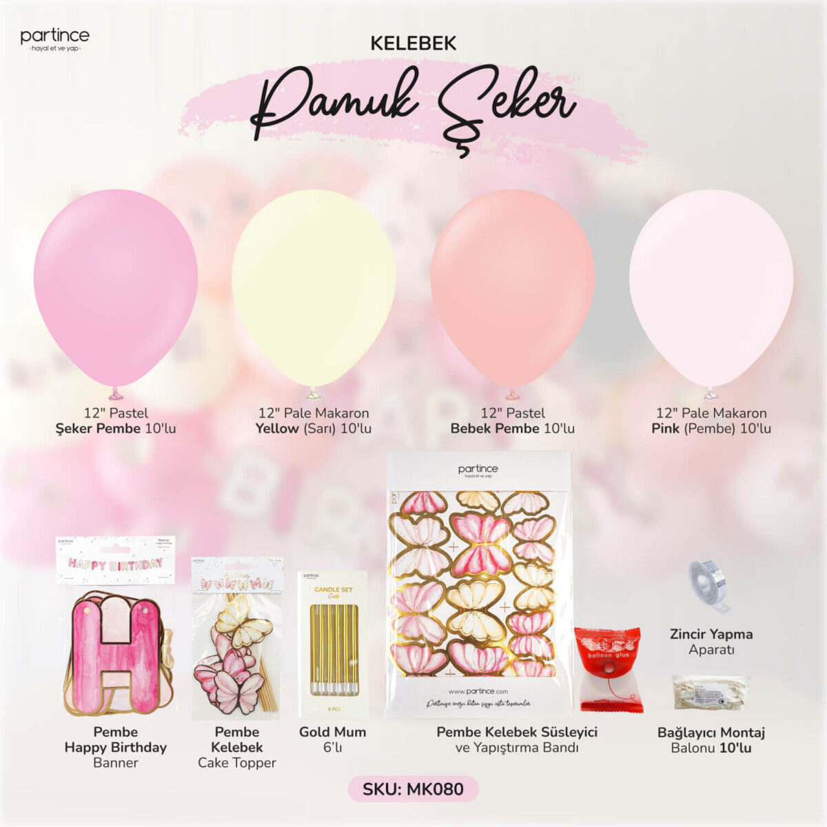 Pembe Kelebek Pamuk Şekeri Mini Kit - Görsel 2
