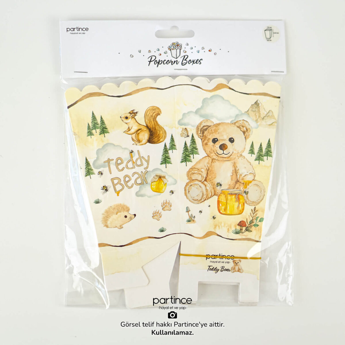 Teddy Bear Tema Popcorn Mısır Kutusu 8'li - Görsel 4