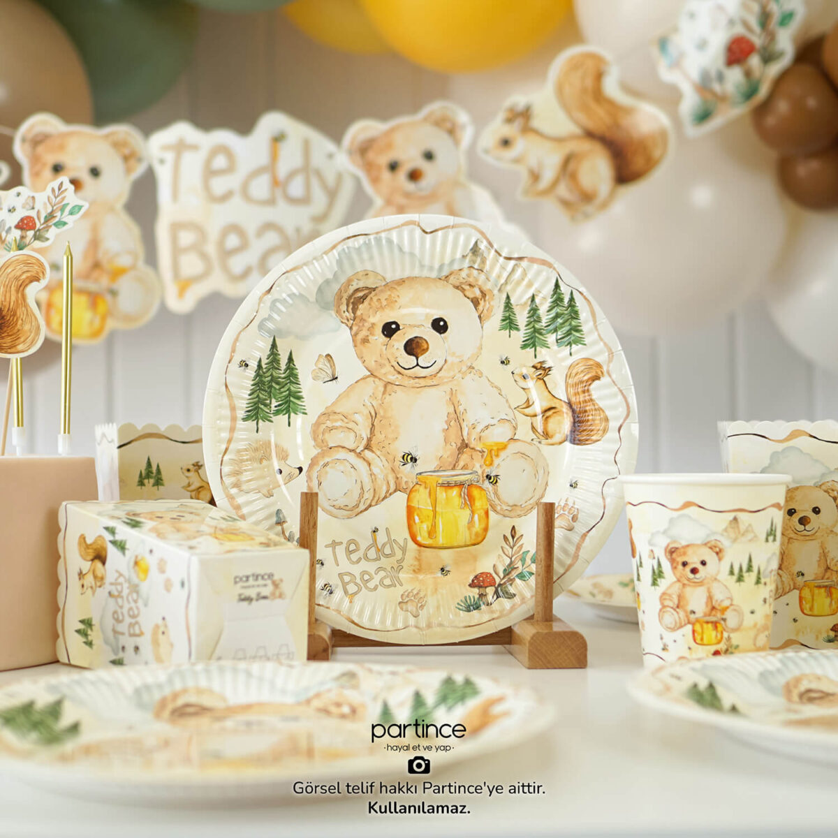 Teddy Bear Tema Tabak Bardak Set 8'li - Görsel 6